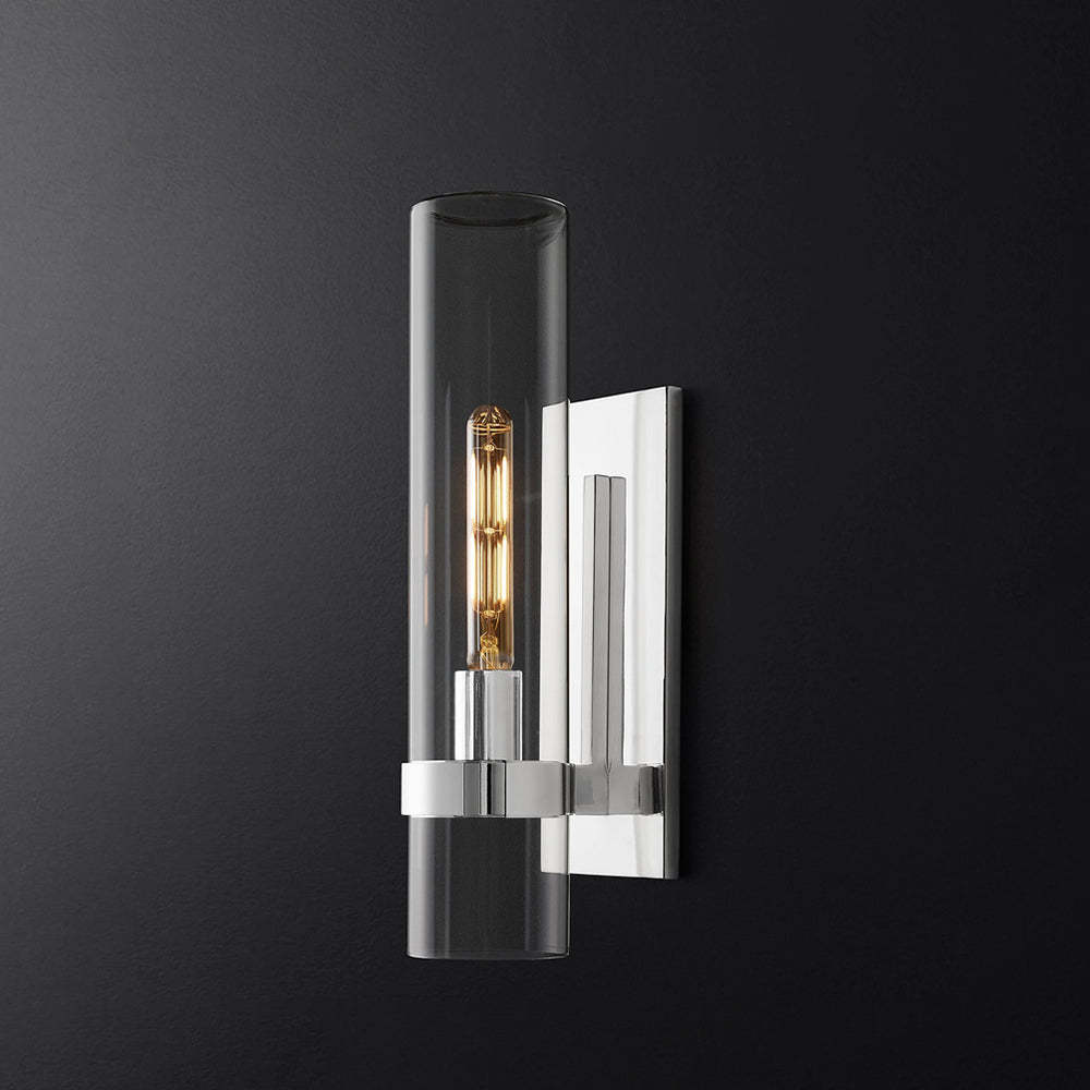 Silver Leigh Wall Light with Glass Cylinder