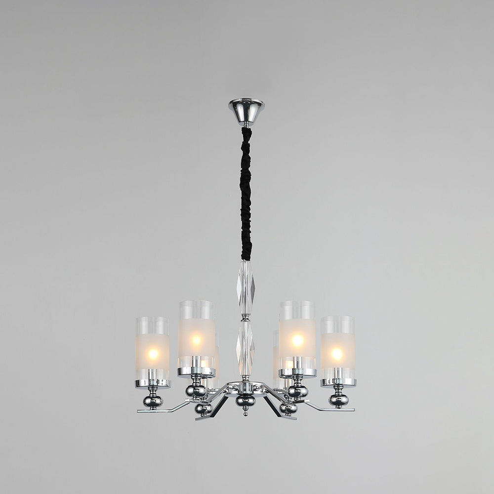 Alessio Chandelier: Retro Metal Glass 6-Bulb Lighting