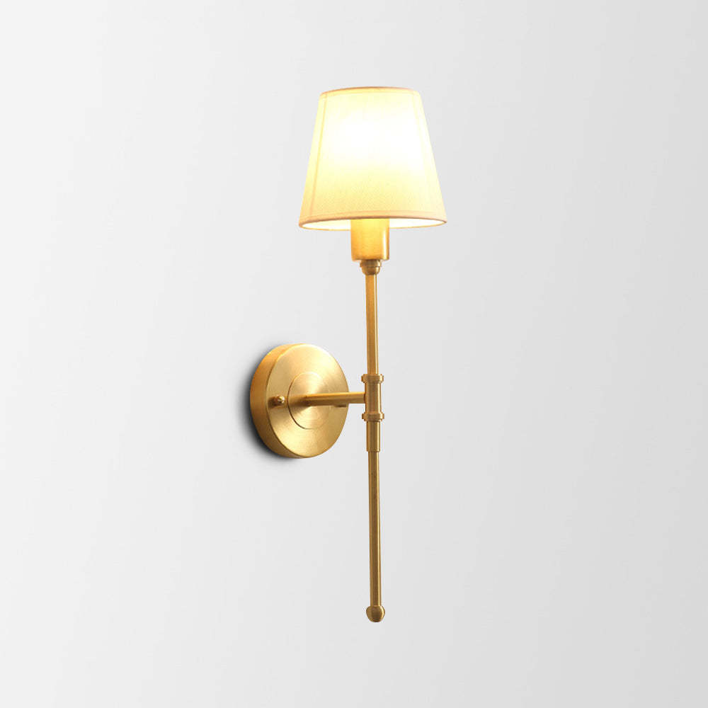 Alessio Rustic Gold Wall Lamp with Fabric Shade