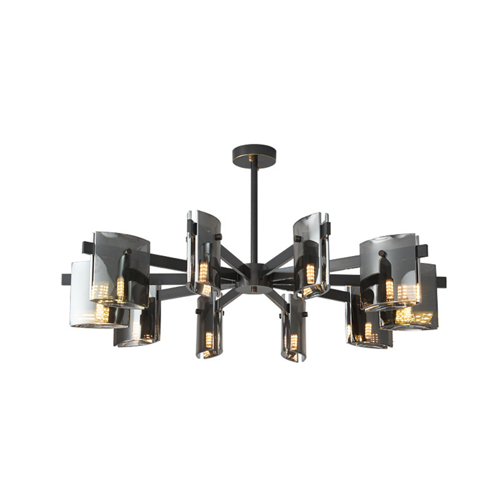Evette multi-head pendant light, black finish, glass shades