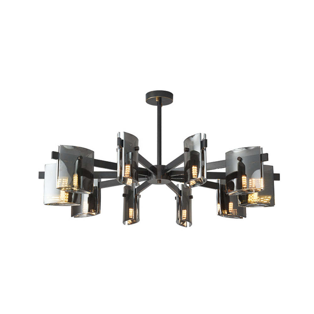 Evette multi-head pendant light, black finish, glass shades