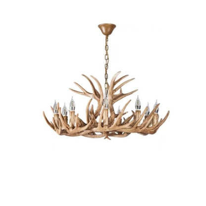 Resin Deer Antler Chandelier - Rustic Lighting for Living Room