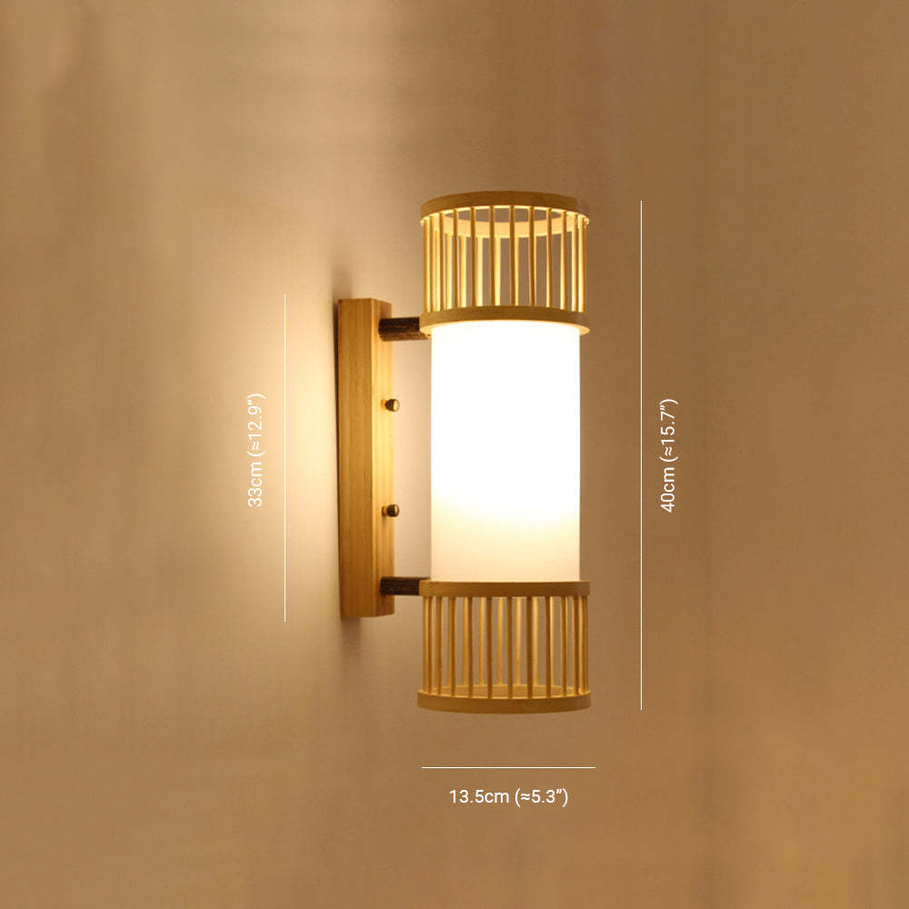 Ozawa Rattan Wall Lamp dimensions: 40cm height. Rustic lighting.