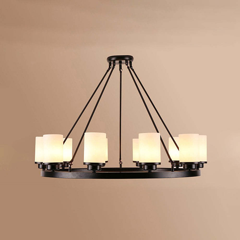Alessio retro black chandelier with glass shades Alessio Retro Metal Glass Chandelier for Living Room