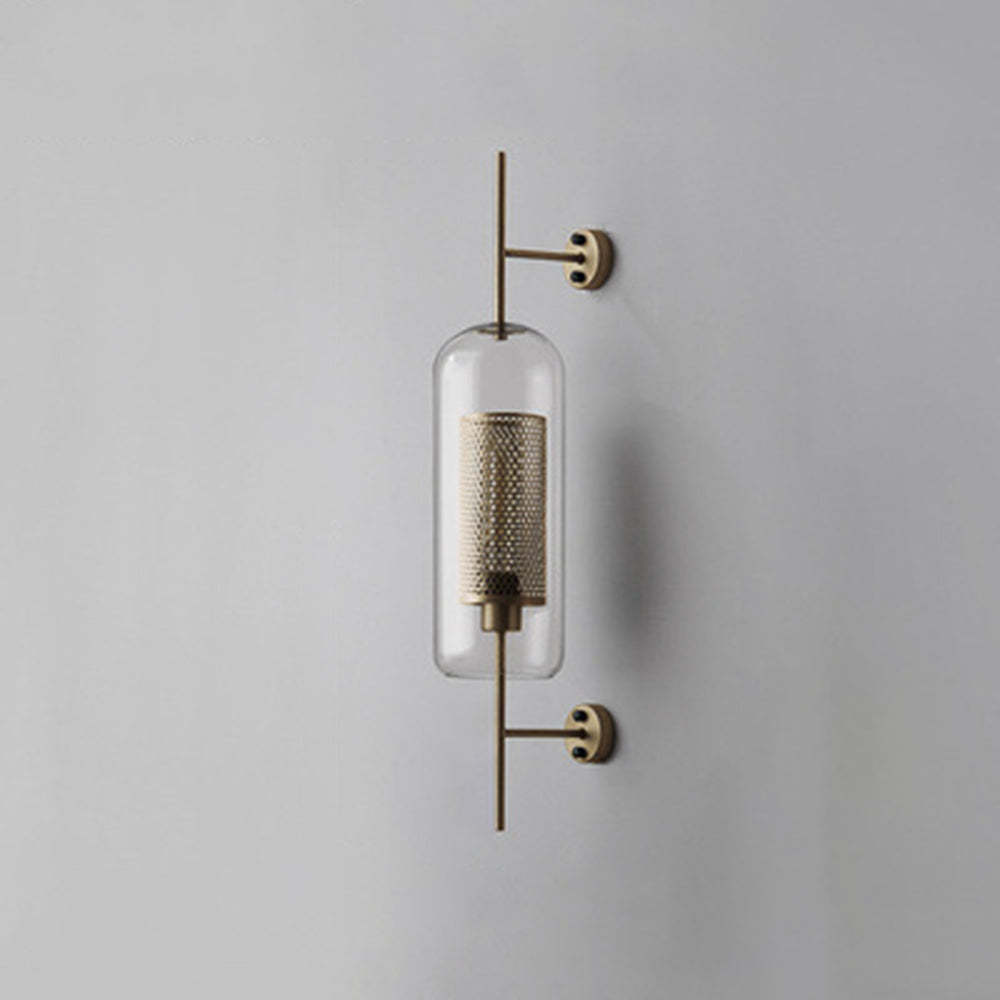 Oneal industrial wall lamp with glass shade and metal accents