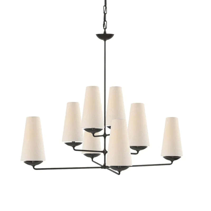 Alessio Chandelier: modern black metal and fabric lighting