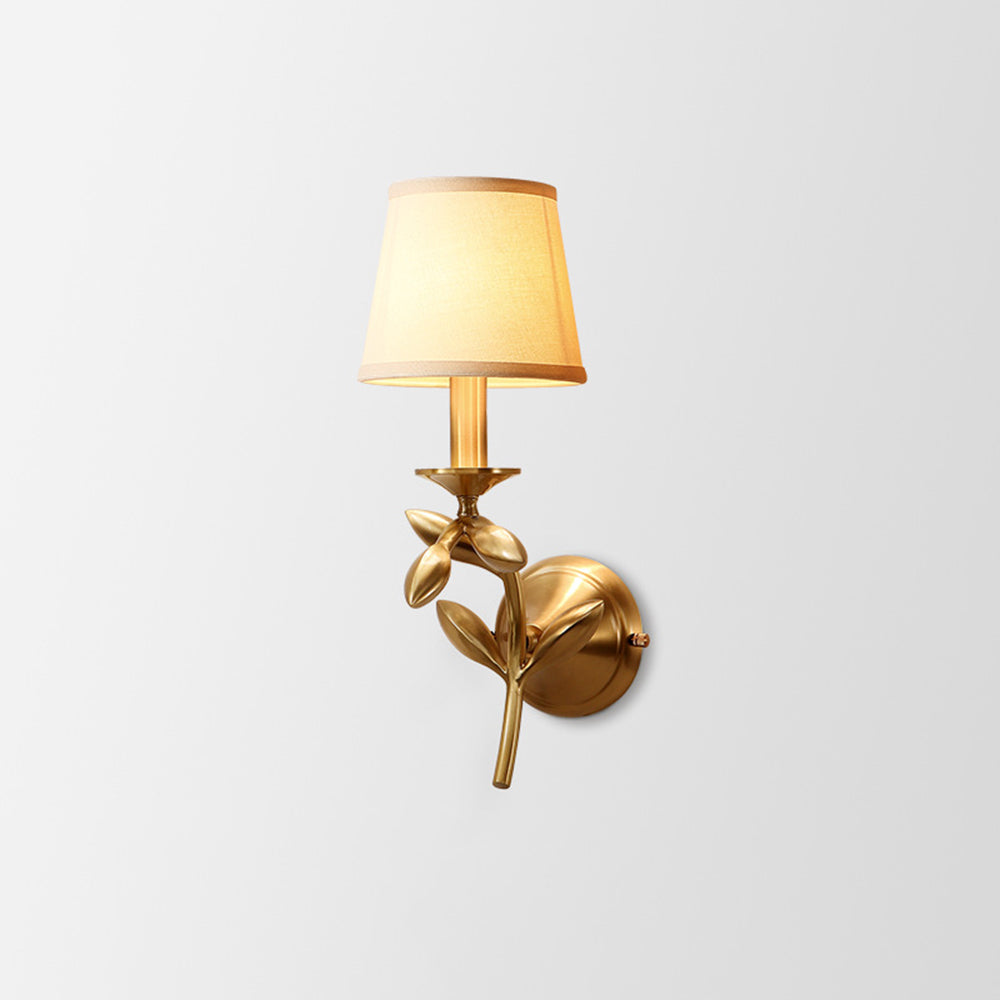Alessio Gold Wall Lamp with Fabric Shade. Vintage lighting.