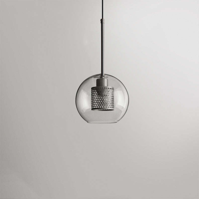 Modern glass pendant light with metal detail