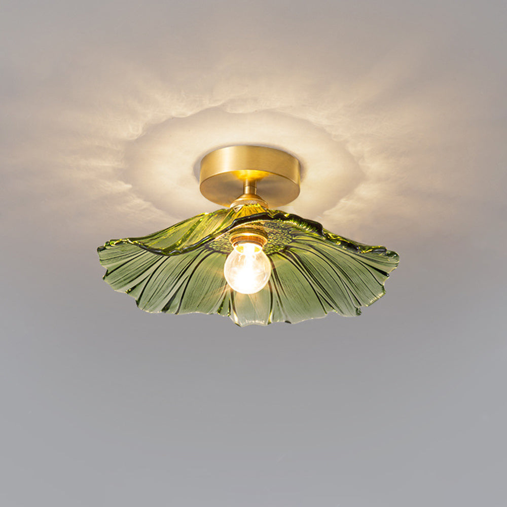 Green Flower Glass Ceiling Light Fixture
