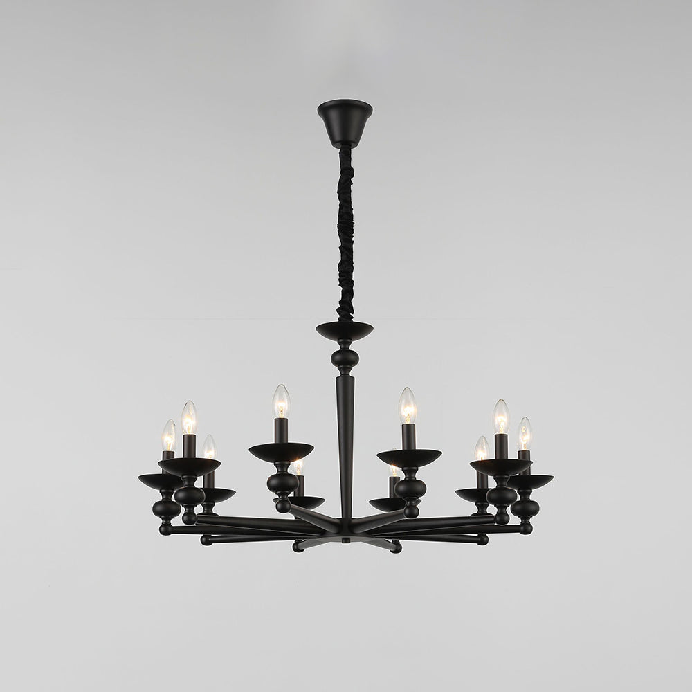 Black Alessio Candle Chandelier - Retro Lighting