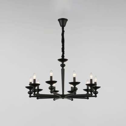 Black Alessio Candle Chandelier - Retro Lighting