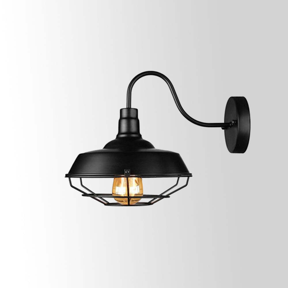 Black Alessio Wall Lamp with Cage