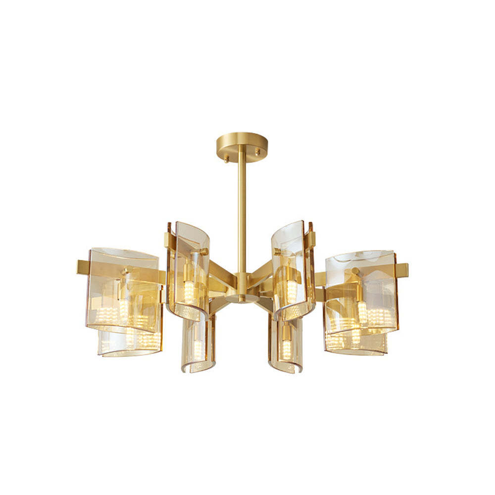 Evette pendant light, brass finish, glass shades, minimalist design