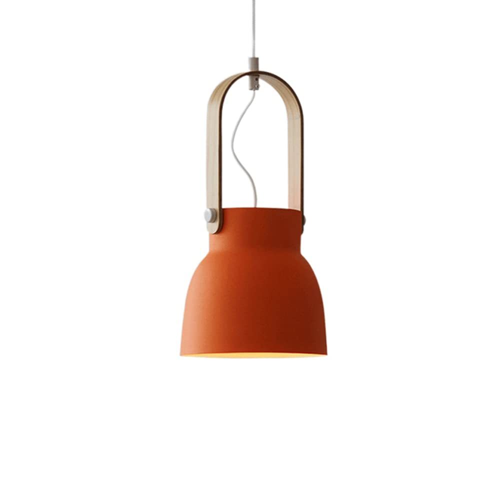 Morandi Pendant Light - Orange Metal and Wood, Bedroom Lighting