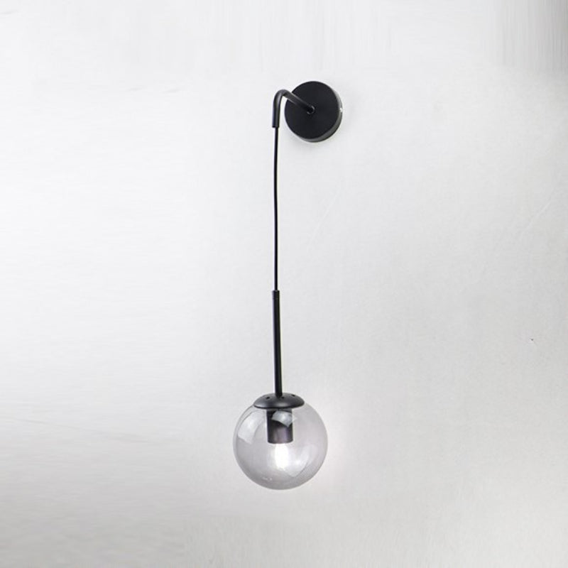 Black Valentina LED Wall Lamp with Smoky Glass Shade