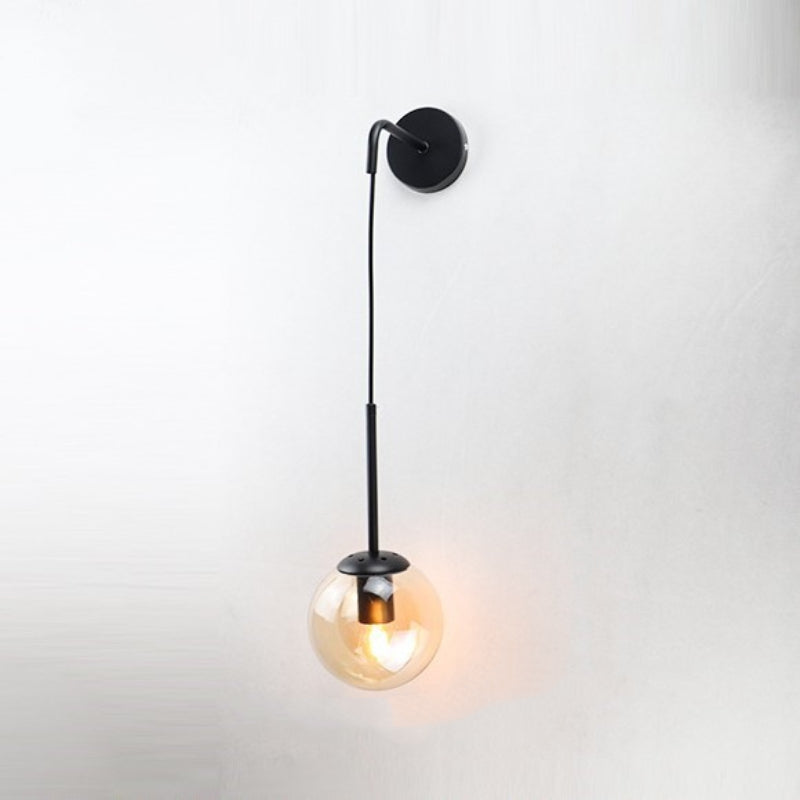 Black Valentina LED Wall Lamp with Smoky Glass Globe