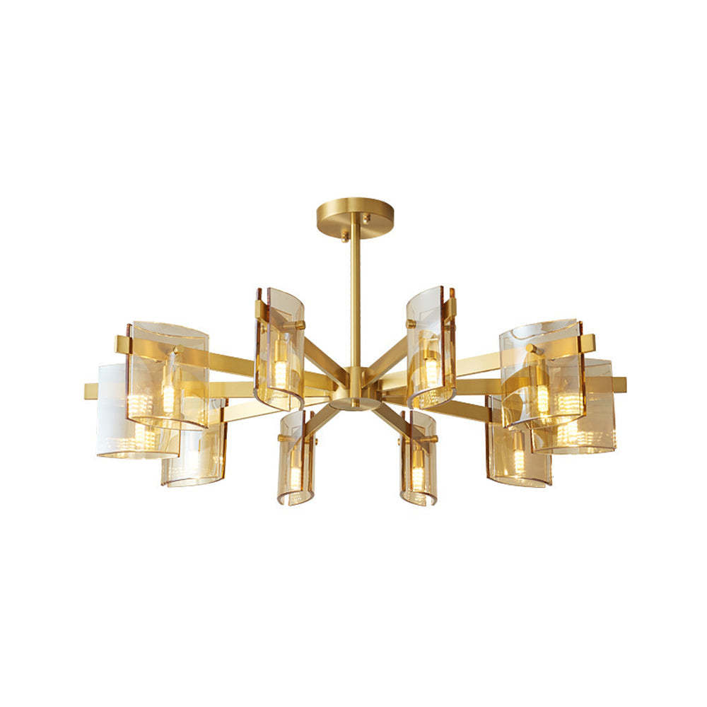 Evette brass pendant light, minimalist design, glass shades