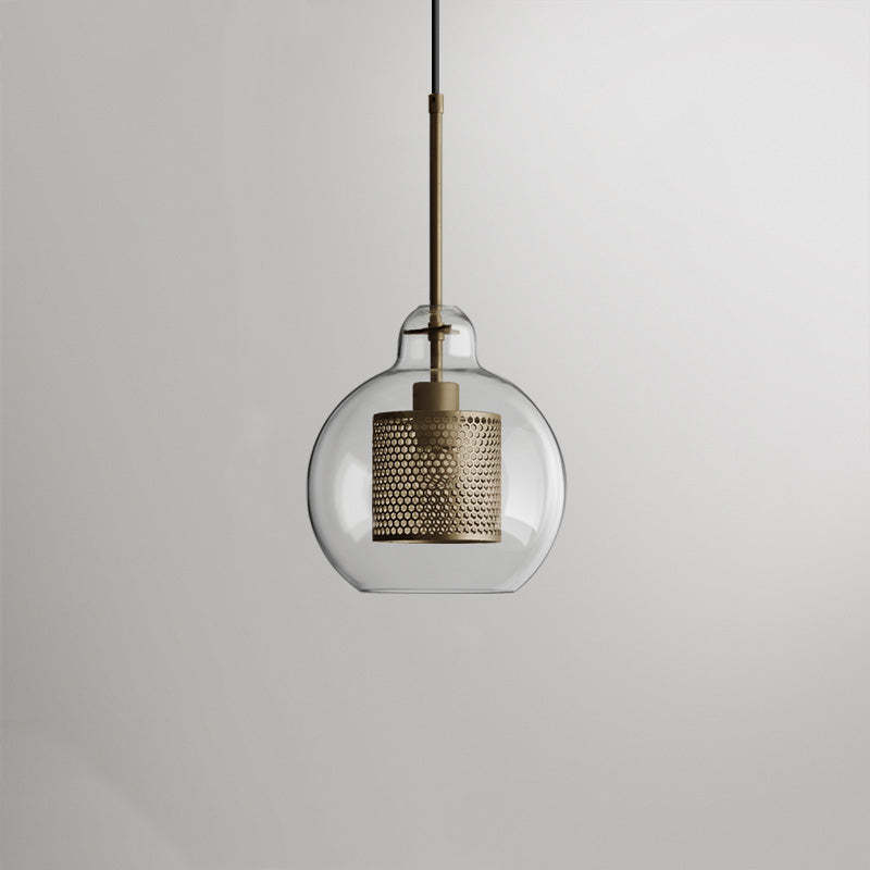 Oneal Pendant Light with golden metal detail and glass shade