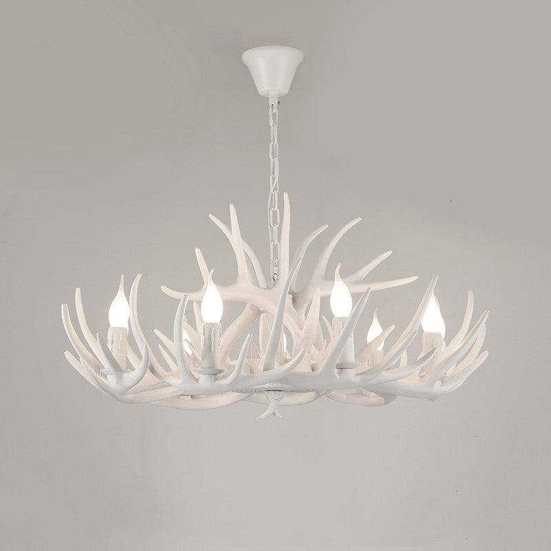 White Resin Deer Antler Chandelier Lighting