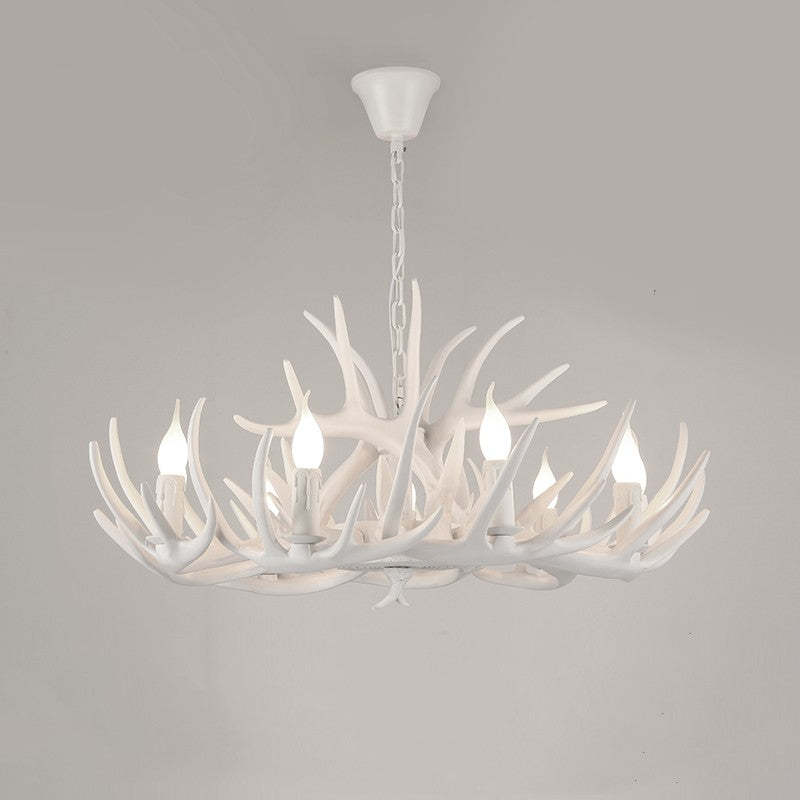 White Resin Deer Antler Chandelier Lighting