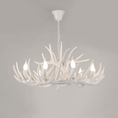 White Resin Deer Antler Chandelier Lighting