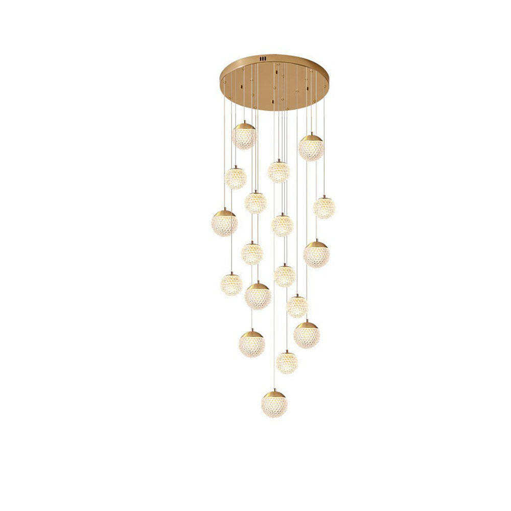 Jibril Multi Staircase Pendant Light - Gold spherical design