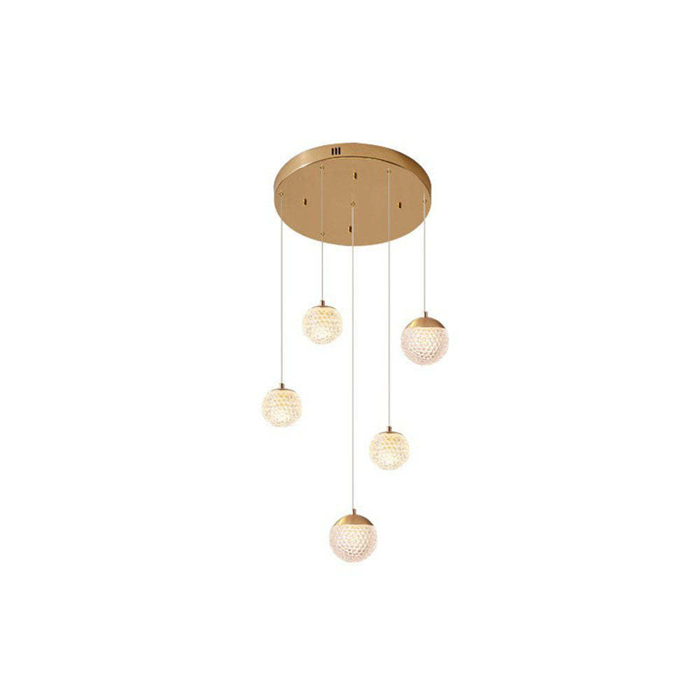 Jibril Art Deco Pendant Light - Lassola, Gold finish, 5-light design