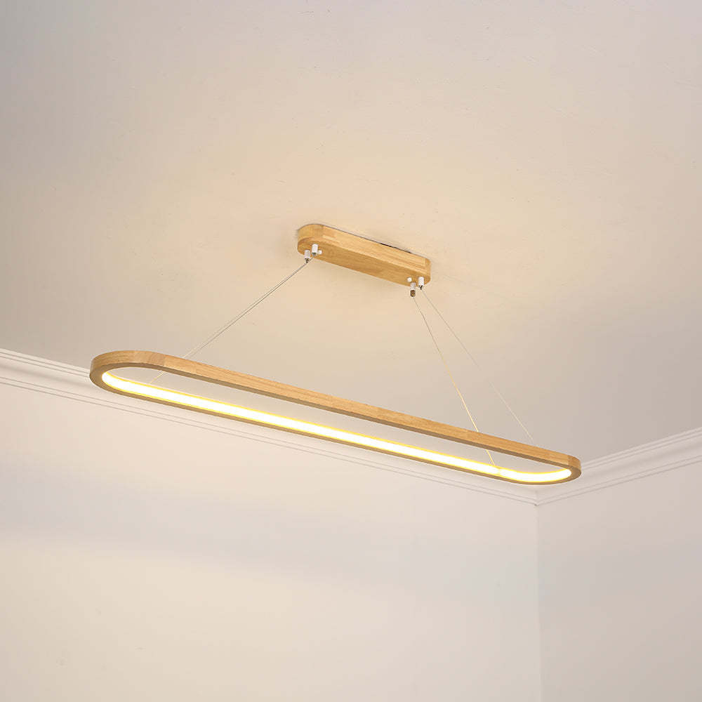 Ozawa oval wood pendant light in modern dining room