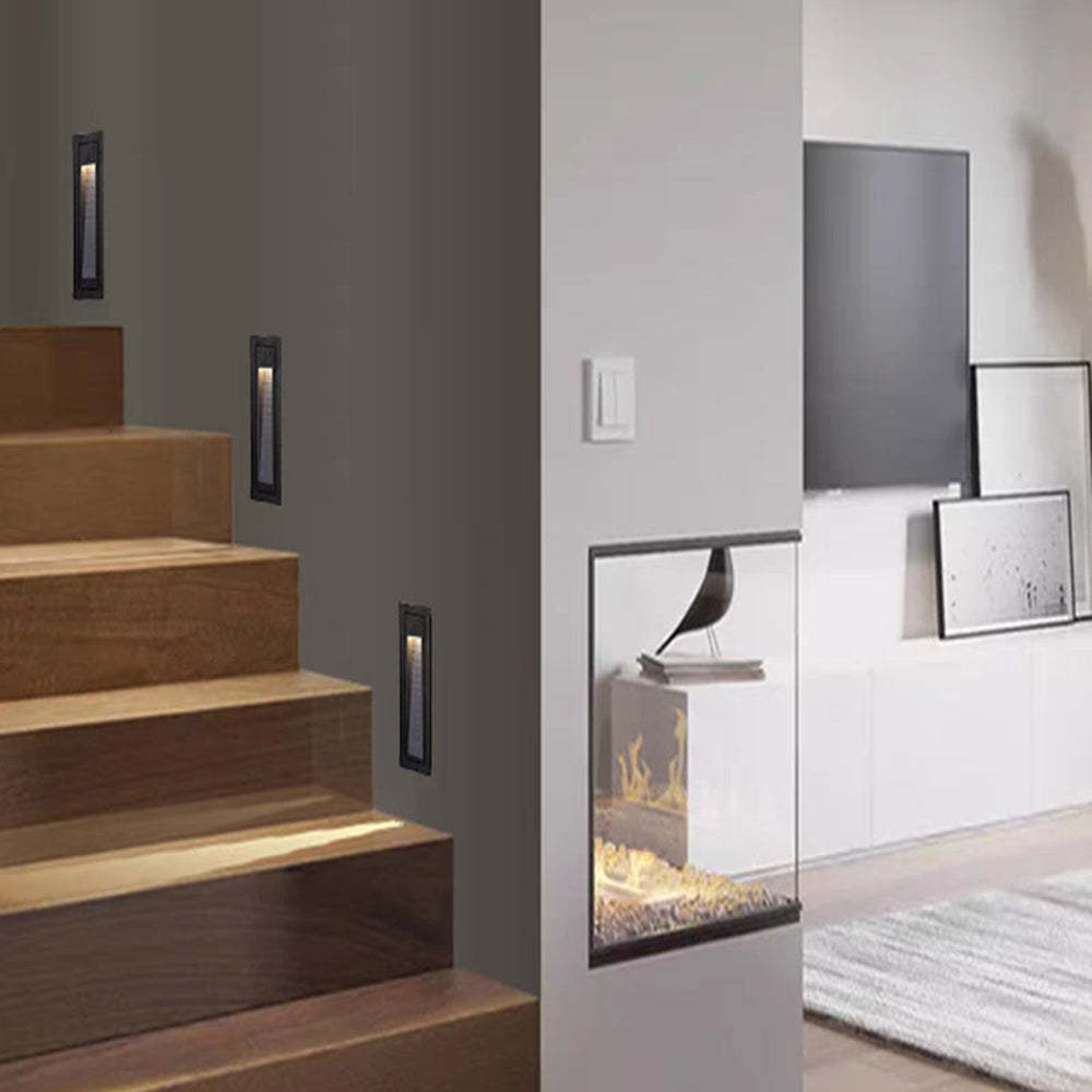 Orr Deck Step Lights on stairs, illuminating modern interior