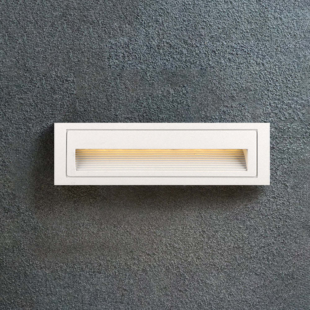 White Orr Step Light on Textured Wall, outdoor lighting