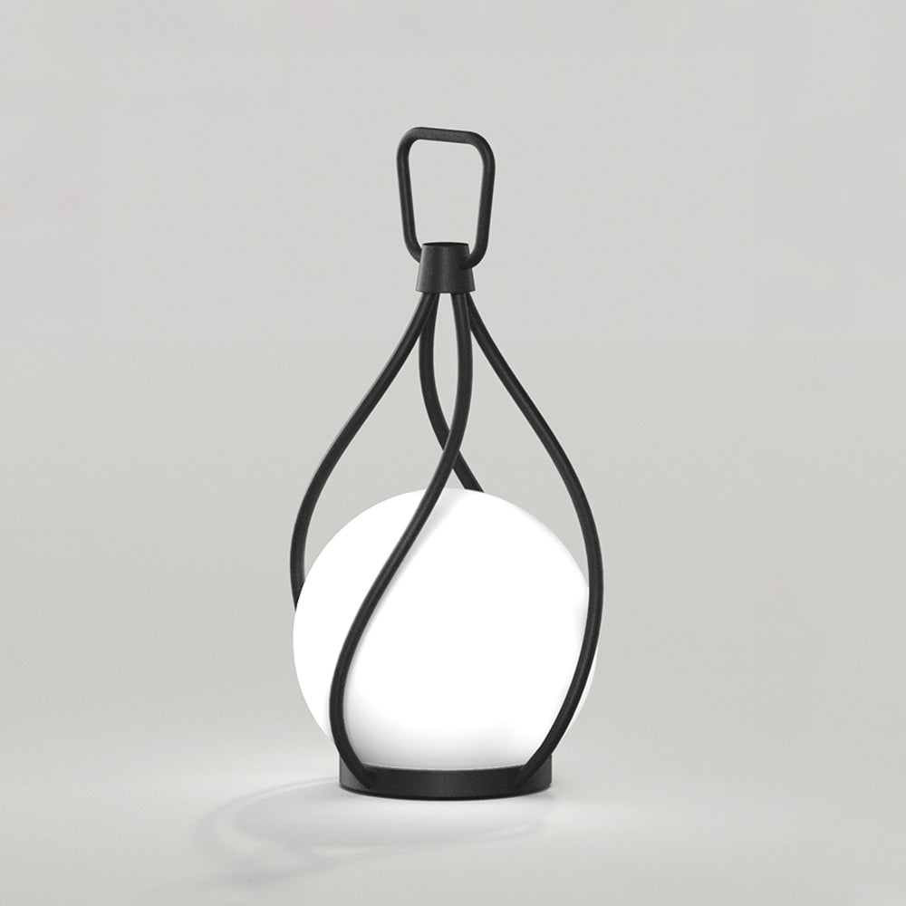 Valentina Outdoor Bubble Lamp, black metal frame with a white glass orb