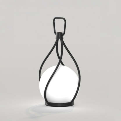 Valentina Outdoor Bubble Lamp, black metal frame with a white glass orb