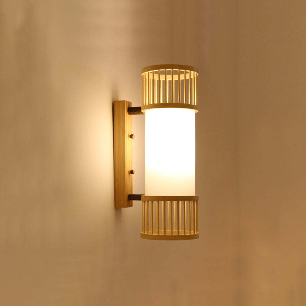 Ozawa rattan wall lamp, rustic bamboo sconce lighting