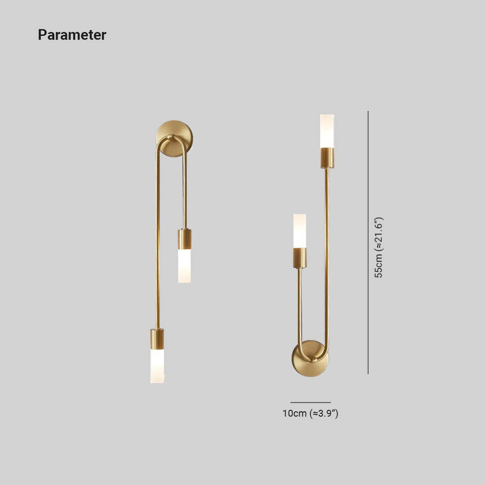 Meza Wall Sconce dimensions, 55cm long, 10cm wide