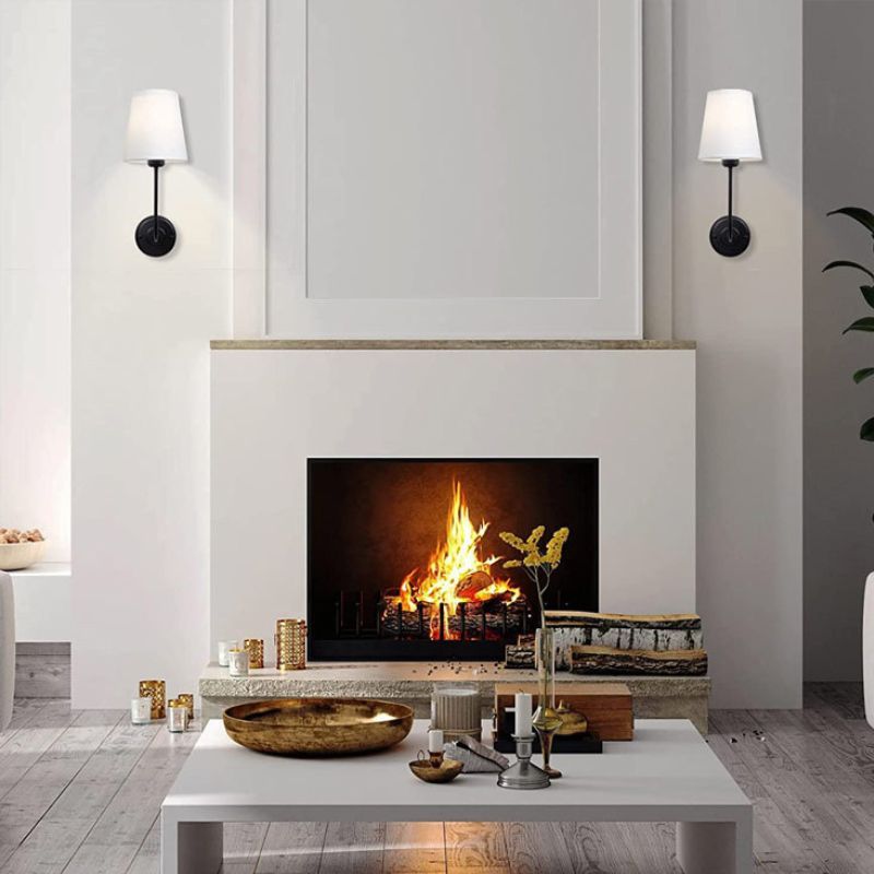 Bedroom Meza wall lamp, fireplace with ambient lighting