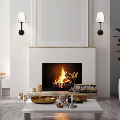 Bedroom Meza wall lamp, fireplace with ambient lighting