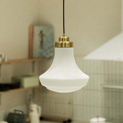 Hailie Retro Pendant Light, White Glass Fixture
