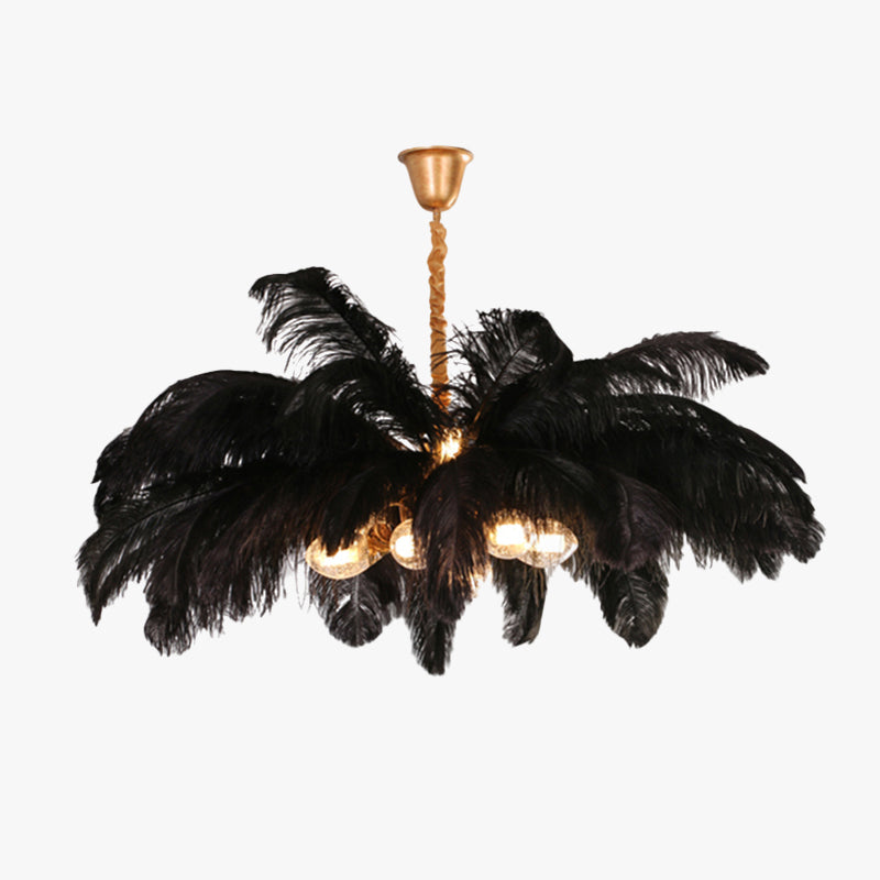 O'Moore Nordic Luxury Pendant Light, Brass/Feather