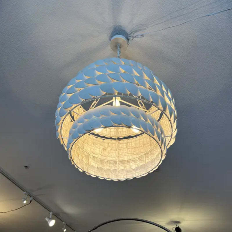 Morandi pendant light, fish scale design, warm light, ceiling fixture