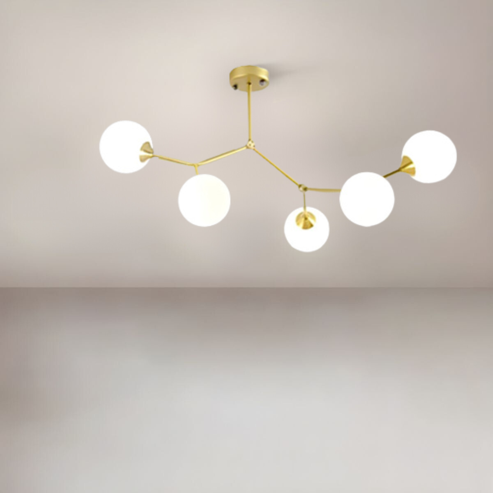 Valentina Modern Chandelier, gold finish, 5-light design