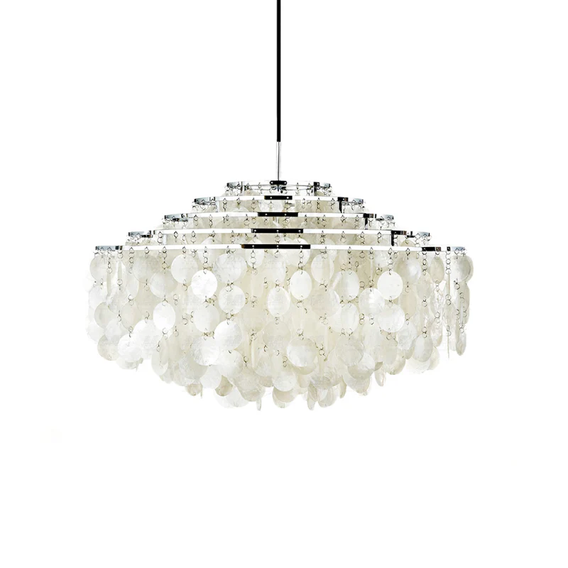 Marilyn Natural Metal Shell Chrome Pendant Light Bedroom Living Room
