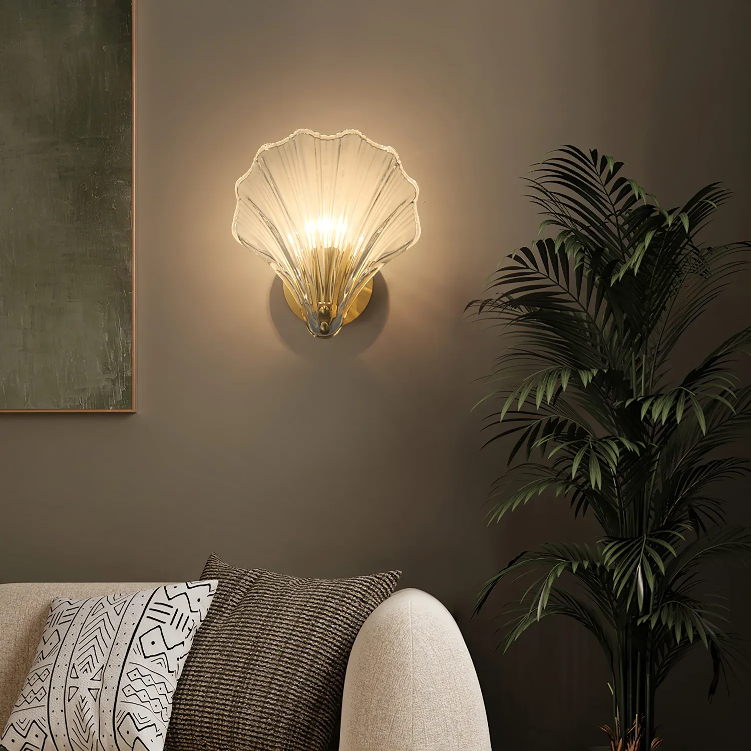 Orr Modern Unusual Shell Glass Wall Light Bedroom Living Room