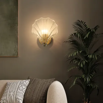 Orr Modern Unusual Shell Glass Wall Light Bedroom Living Room