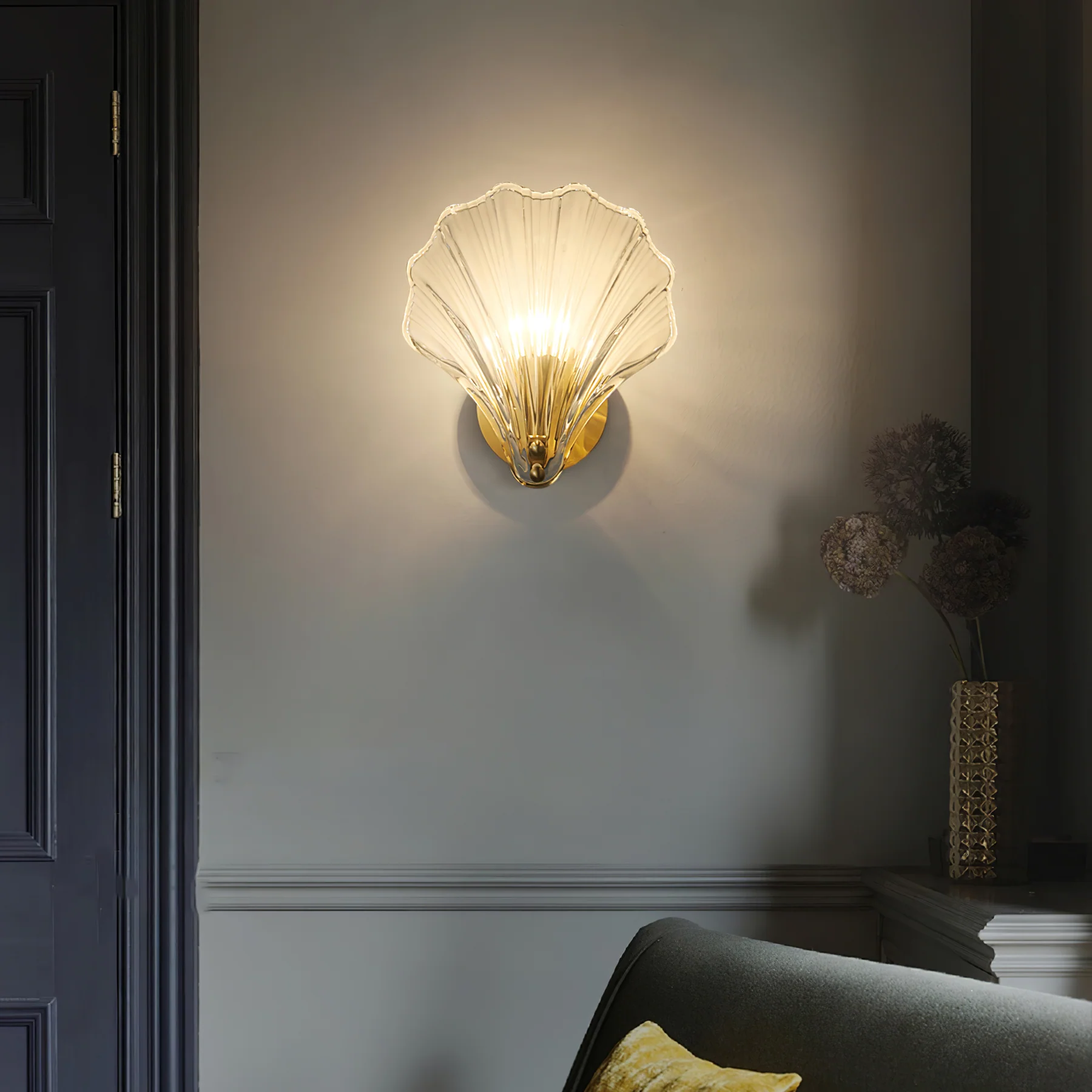 Orr Modern Unusual Shell Glass Wall Light Bedroom Living Room