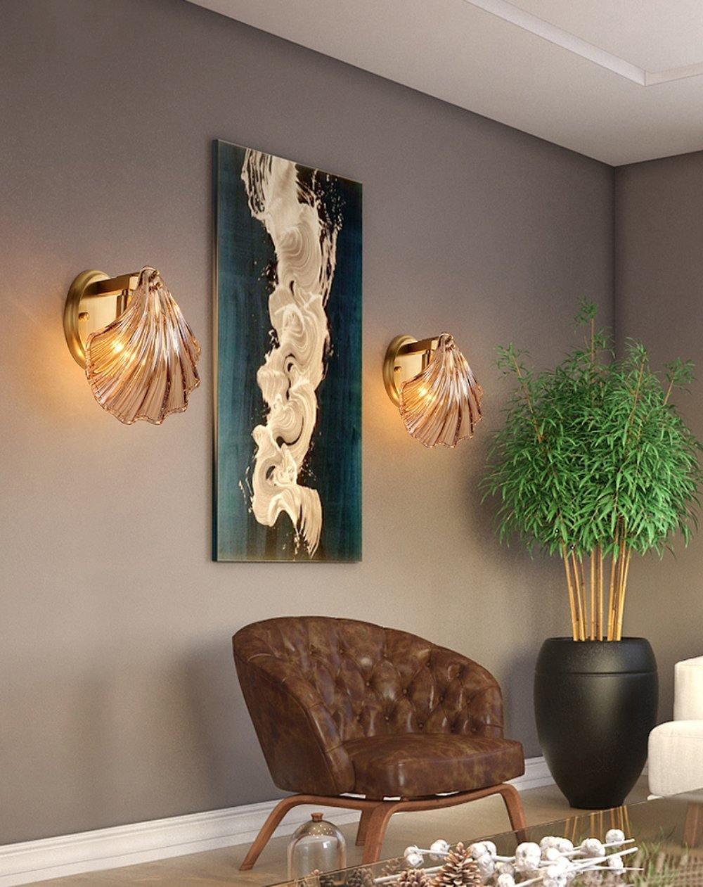 Orr Modern Unusual Shell Glass Wall Light Bedroom Living Room