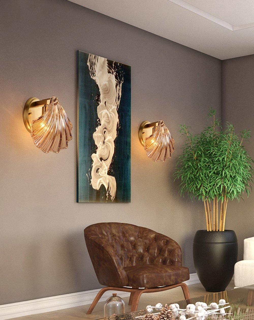 Orr Modern Unusual Shell Glass Wall Light Bedroom Living Room