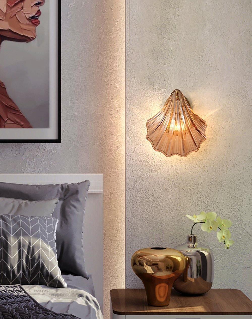 Orr Modern Unusual Shell Glass Wall Light Bedroom Living Room