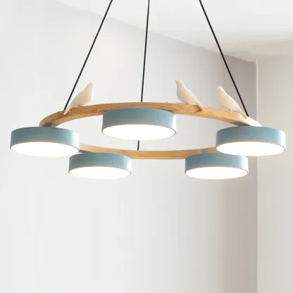 Morandi Metal Wood Resin Acrylic Pendant Light Dining Room Bedroom
