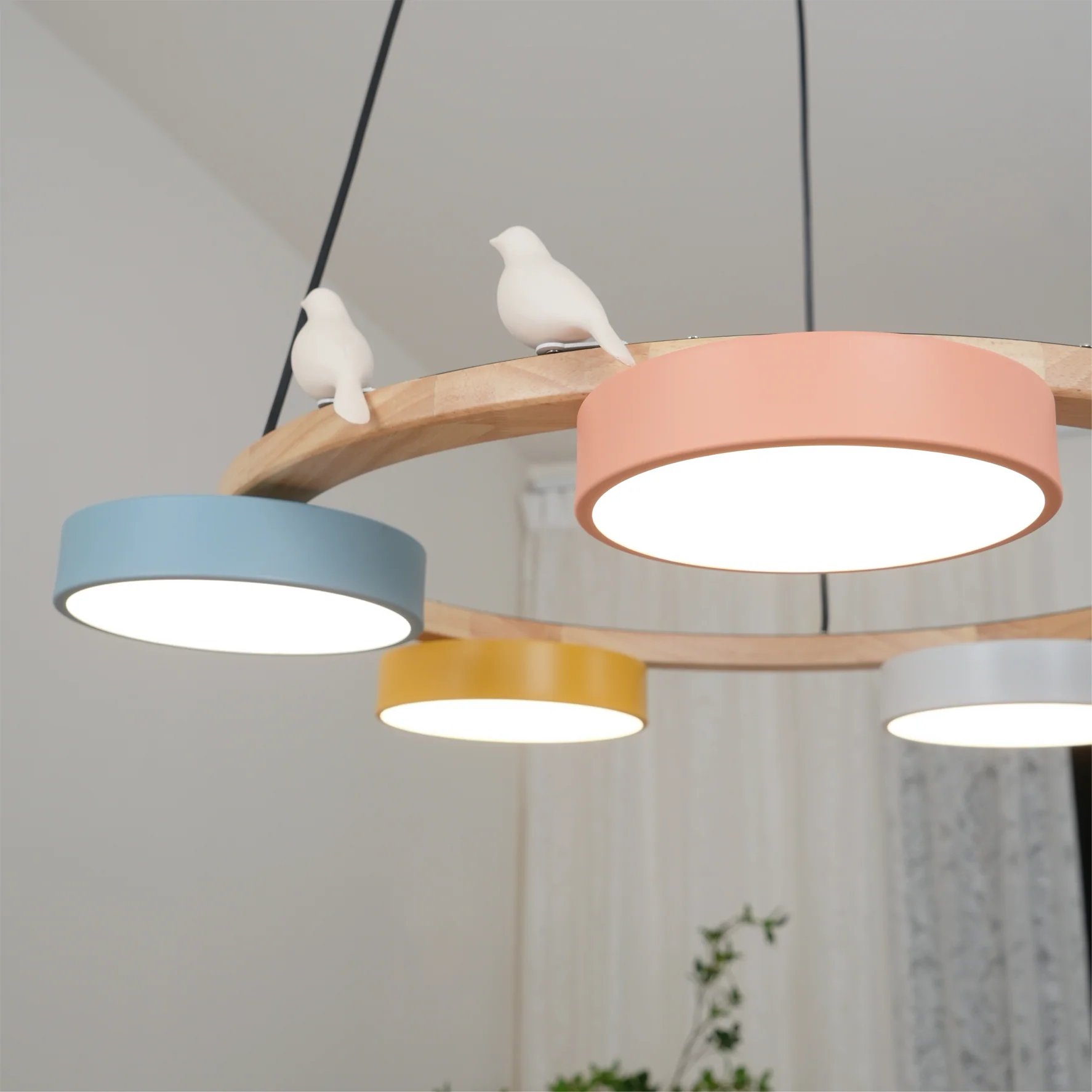 Morandi Modern Metal Wood Resin Acrylic Chandelier Dining Room Bedroom