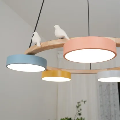Morandi Modern Metal Wood Resin Acrylic Chandelier Dining Room Bedroom